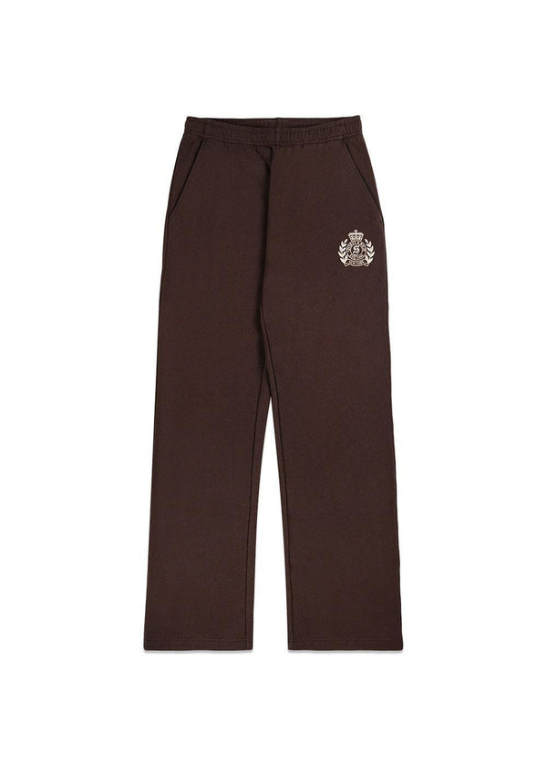 NY Crest Embroidered Wide Sweatpant - Chocolate-Sweatpants-Sporty & Rich-Butler Loftet