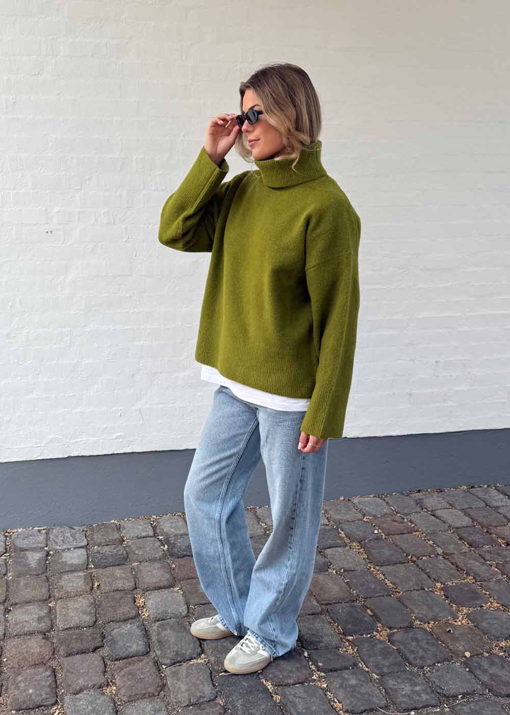 Naline Knit Blouse - Sage Green-Knitwear-Neo Noir-Butler Loftet