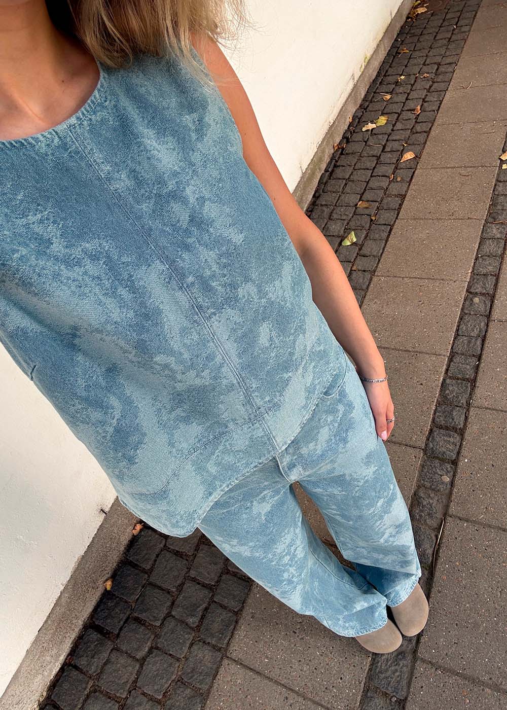 Newlandmd top - Blue Jacquard-Top-Modström-Butler Loftet