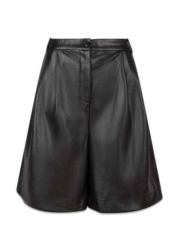 Nika Bermuda PU Shorts - Black