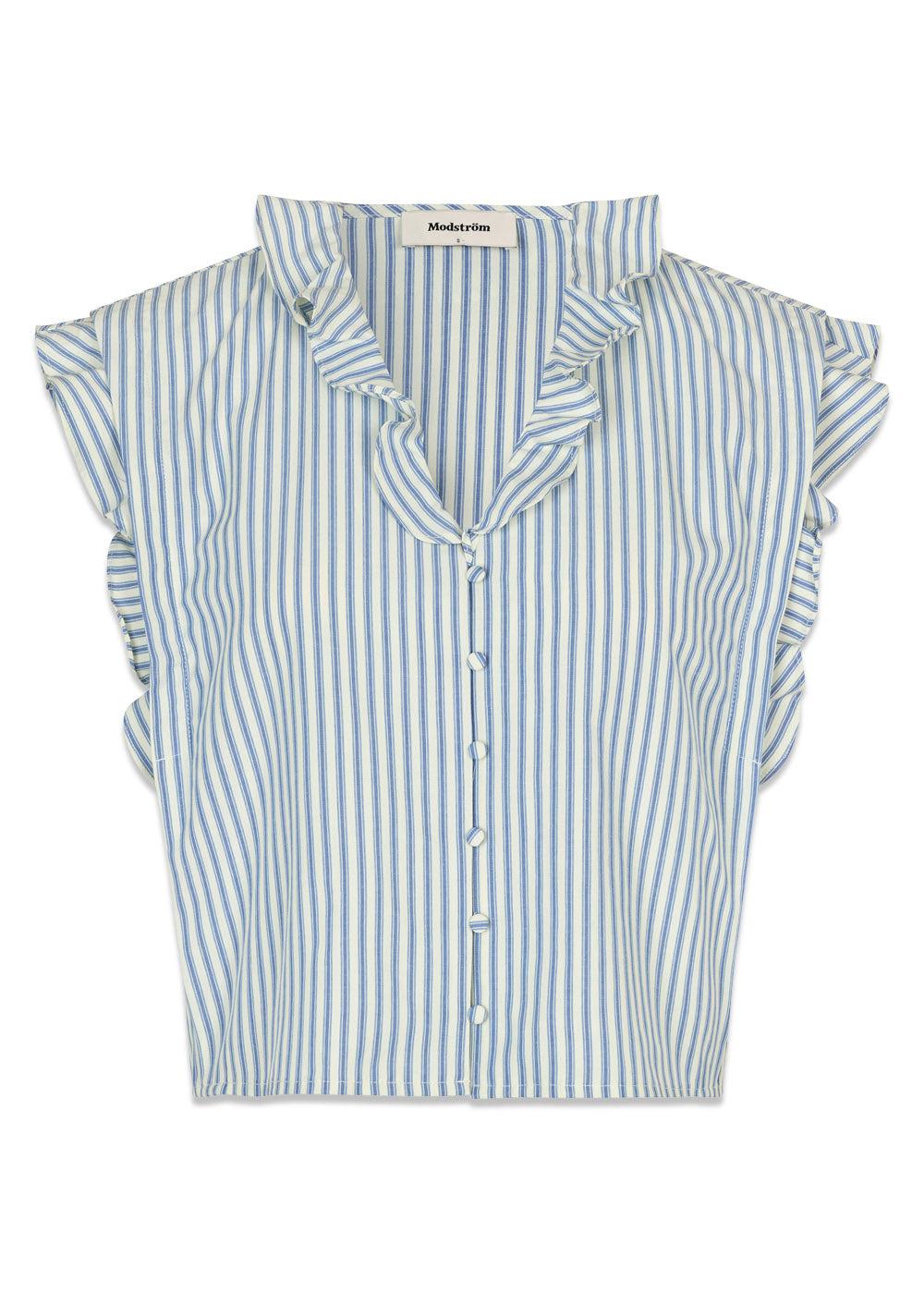Nikkomd top - White Blue Stripe-Top-Modström-Butler Loftet