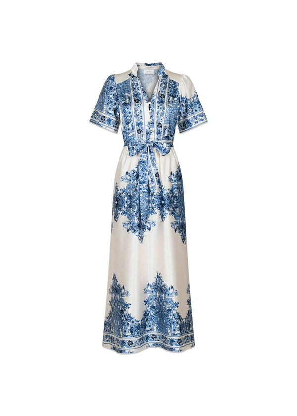 Noelle Paisley Border Dress - Bright Blue