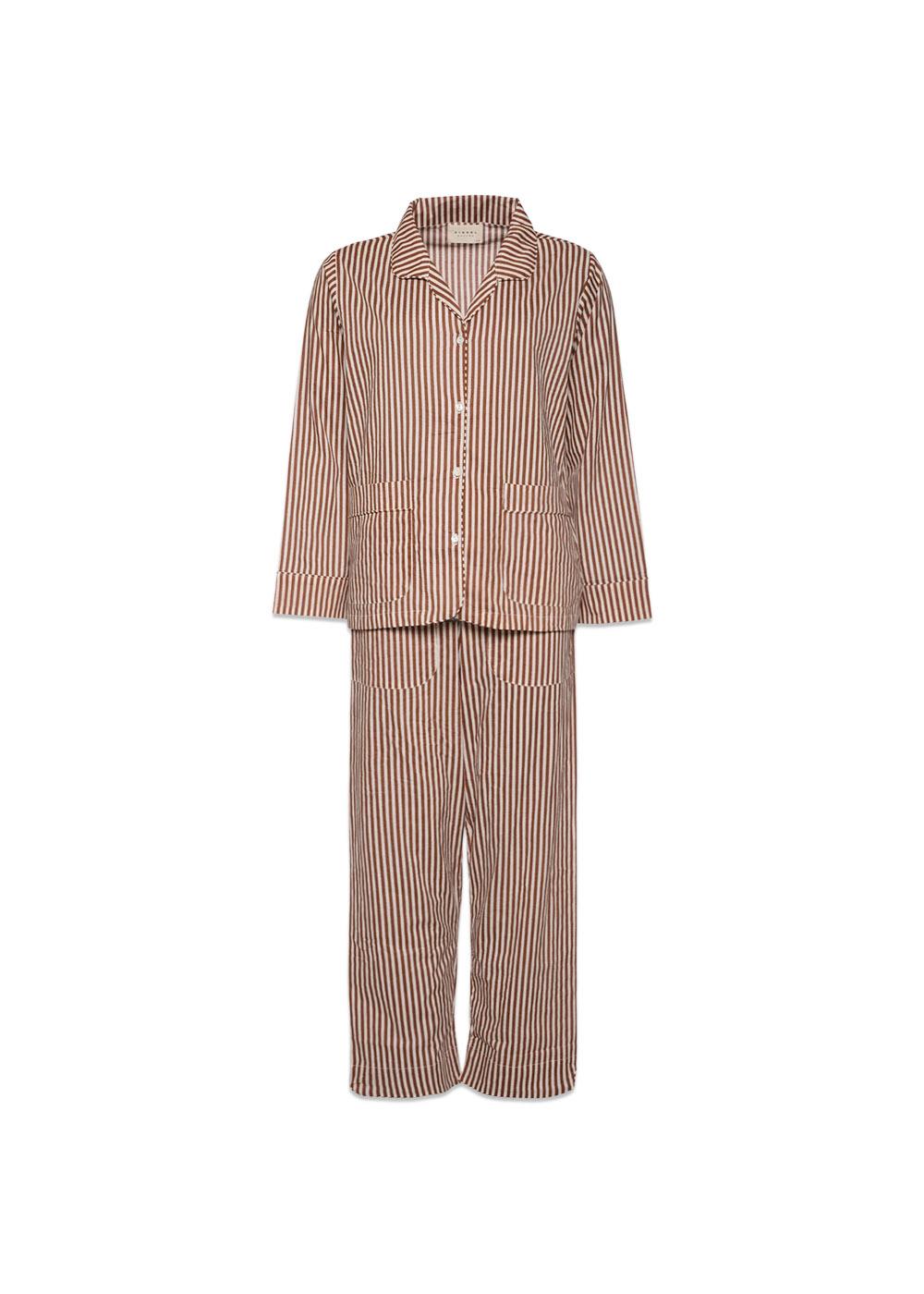 Nuit Pyjamas Set - Brown Stripes-Shirts-Sissel Edelbo-Butler Loftet