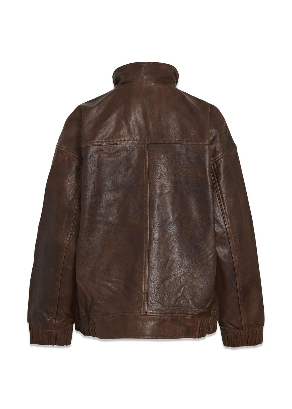 OVERSIZED LEATHER JACKET - Chicory Coffee-Outerwear-ROUGE EDIT-Butler Loftet