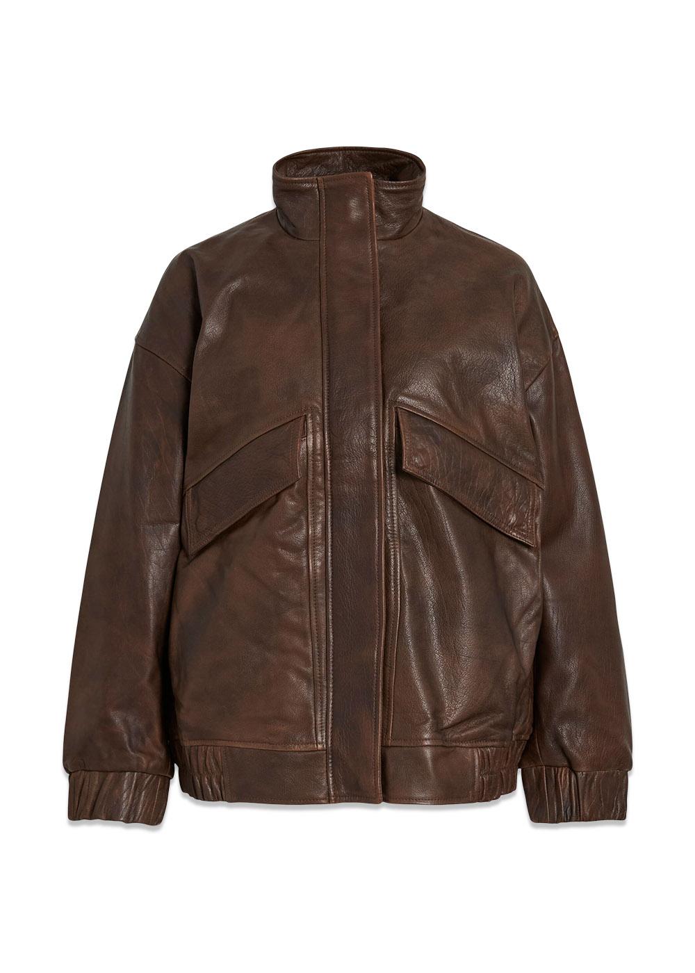 OVERSIZED LEATHER JACKET - Chicory Coffee-Outerwear-ROUGE EDIT-Butler Loftet