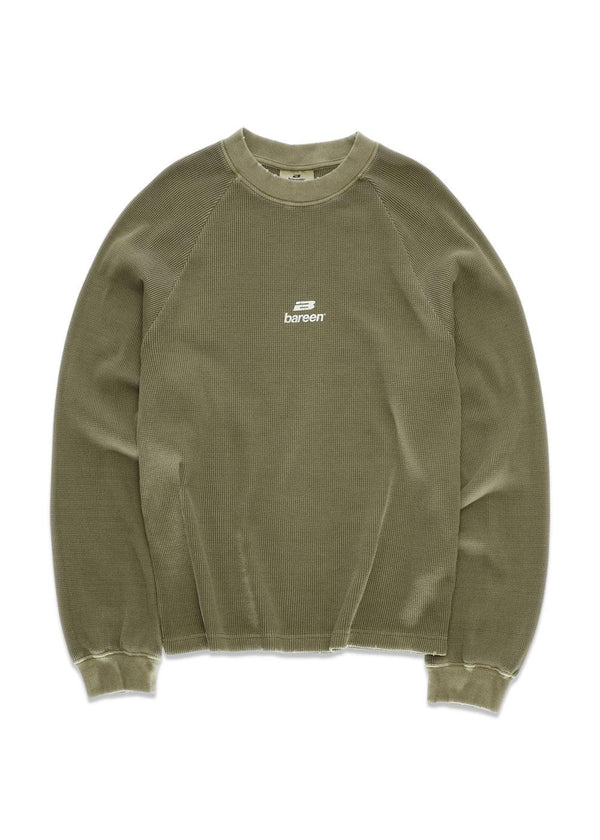 OVERSIZED WAFFLE LS - Stone Green-Sweatshirts-Bareen-Butler Loftet