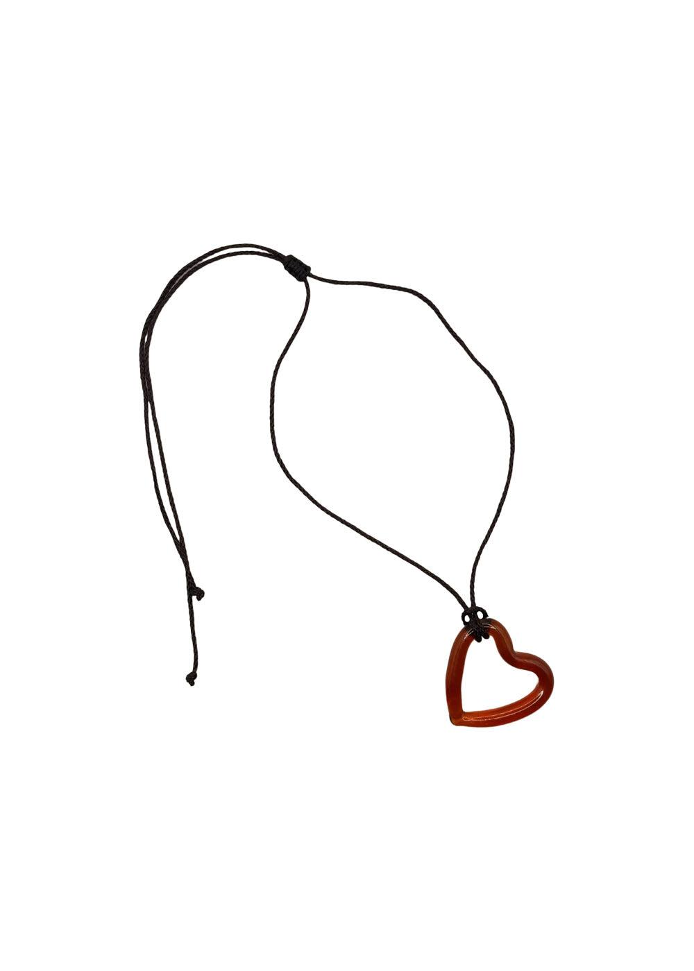 Open Heart Necklace - Brown