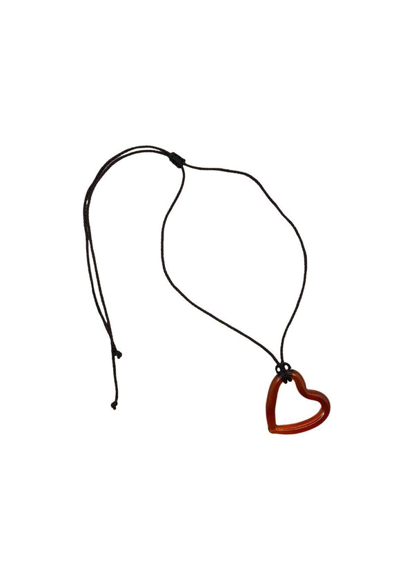 Open Heart Necklace - Brown