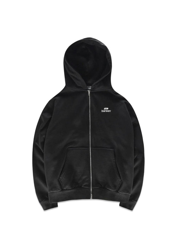 Oversized Zip Hoodie Logo - Black-Hoodies-Bareen-Butler Loftet