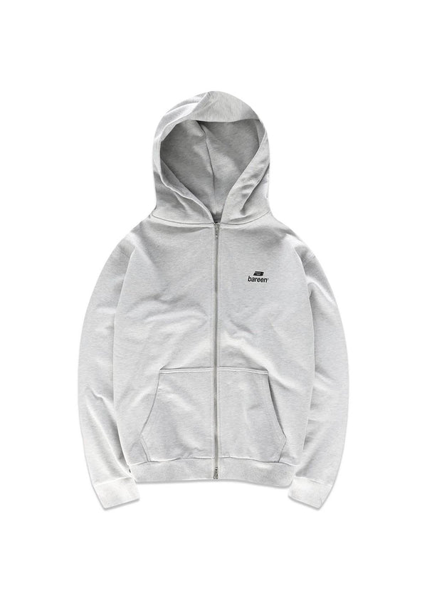 Oversized Zip Hoodie Logo - Cloudy Grey-Hoodies-Bareen-Butler Loftet