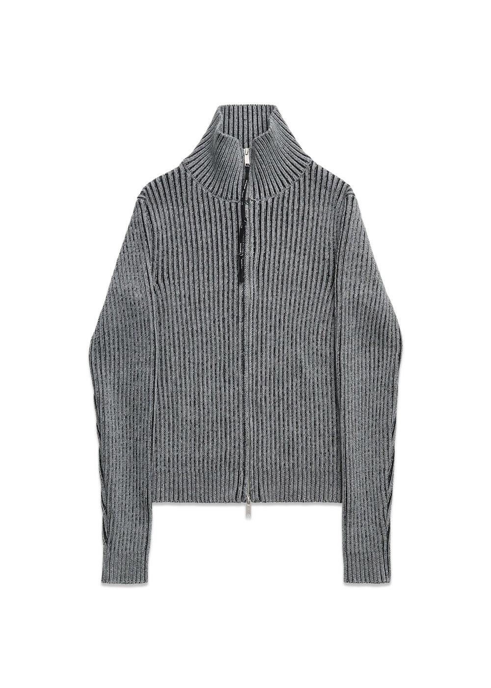 PEAROS KNIT SWEATER W/ ZIP - Grey / Black-Sweatshirts-ALIS-Butler Loftet