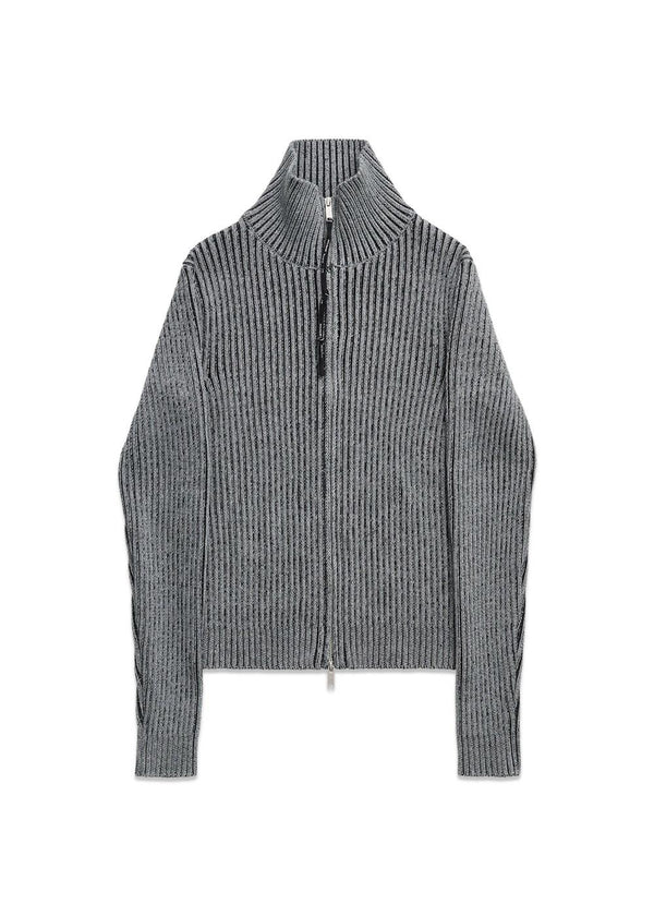 PEAROS KNIT SWEATER W/ ZIP - Grey / Black-Sweatshirts-ALIS-Butler Loftet