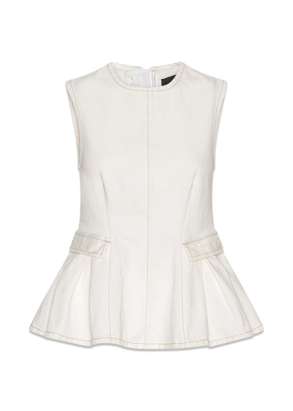 PEPLUM DENIM TOP - Raw White Denim-Top-Rotate-Butler Loftet