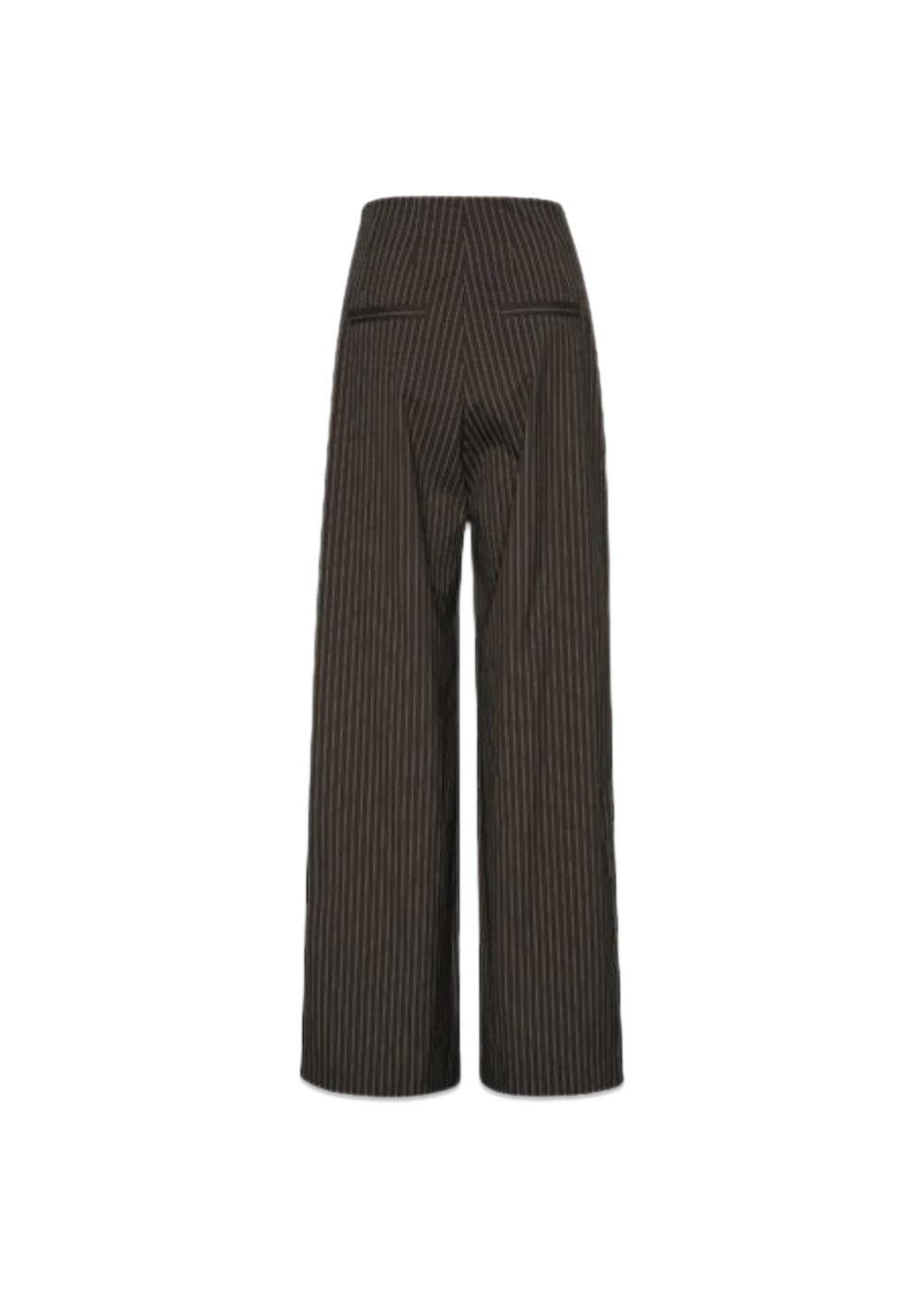 PINSTRIPE WIDE LEG PANTS - Chicory Coffee Comb.-Pants-Rotate-Butler Loftet