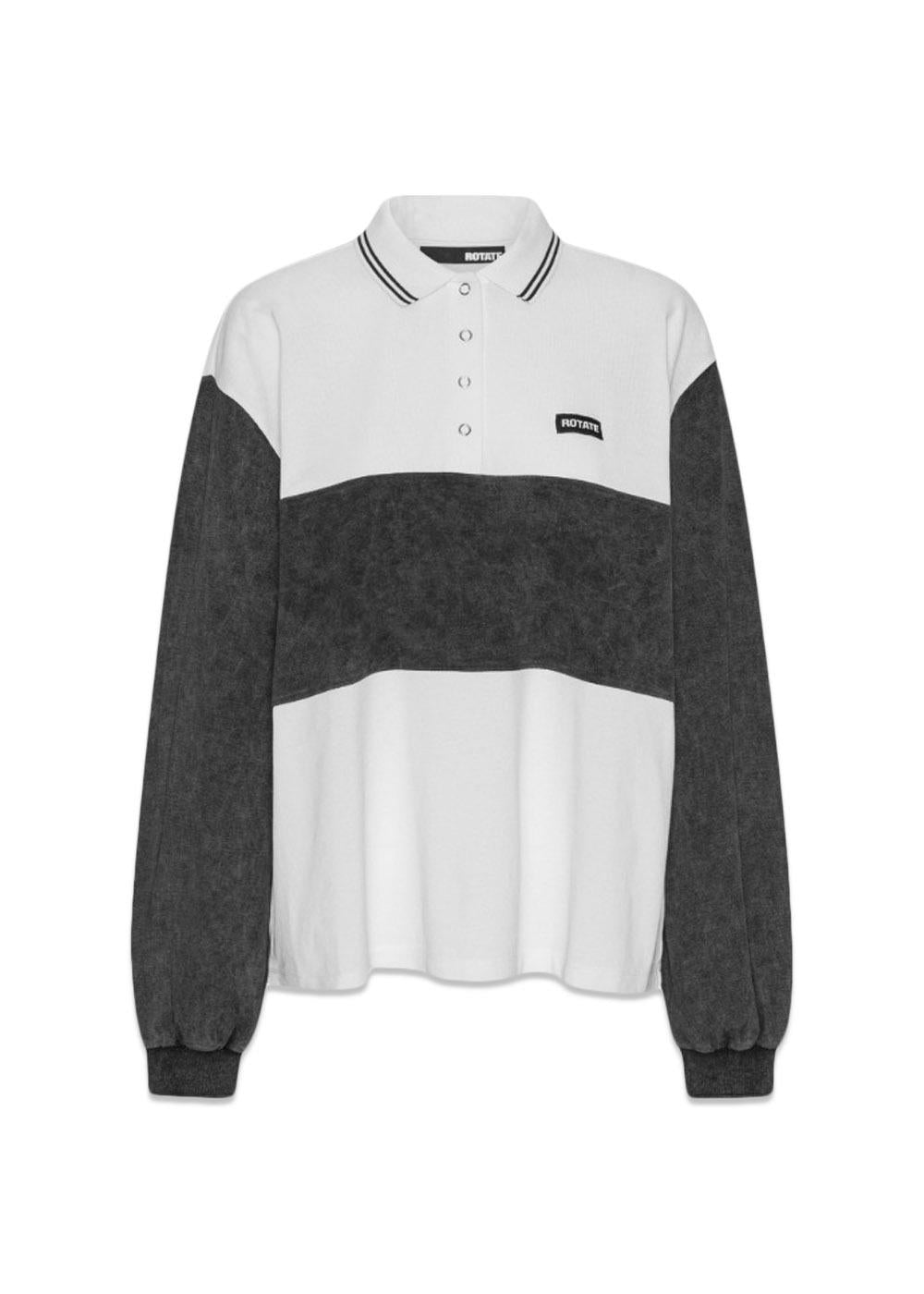 PIQUE LONGSLEEVE POLO - Bright White-Blouses-Rotate-Butler Loftet