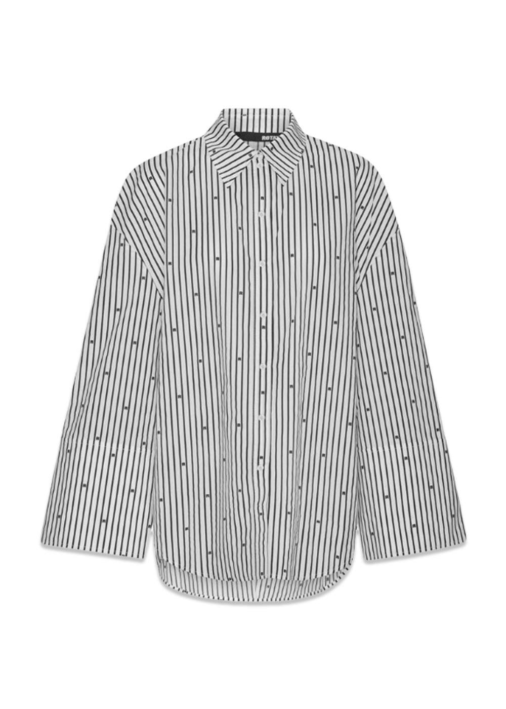 POPLIN OVERSIZED SHIRT - Striped Black-Shirts-Rotate-Butler Loftet