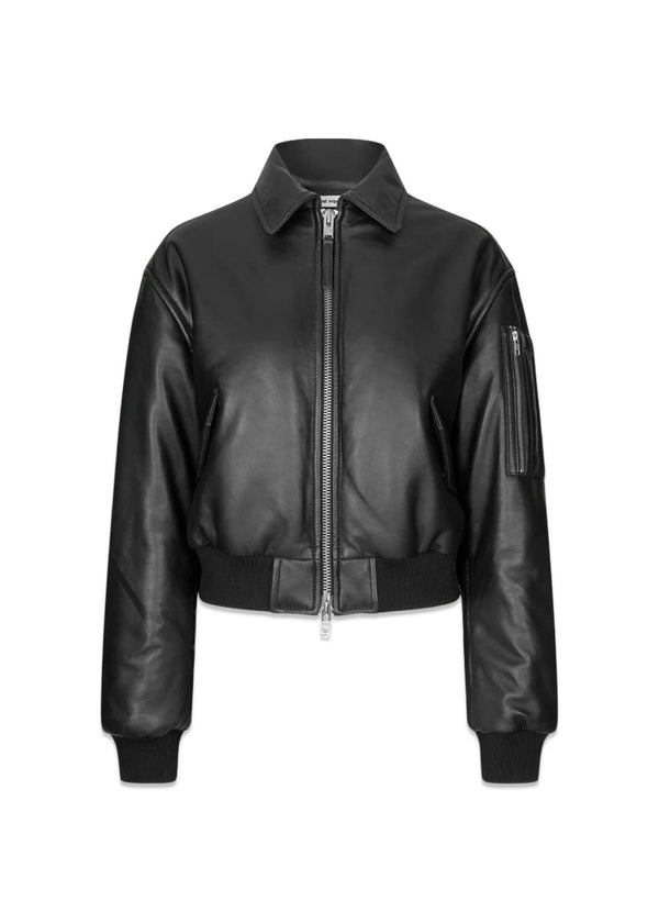 Pad Leather Bomber - Black