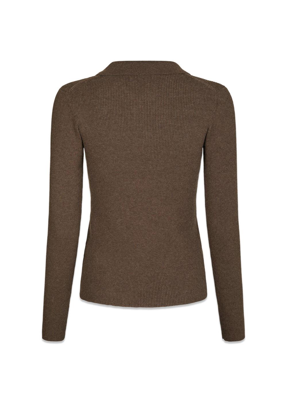 Panama Knit Blouse - Brown Melange-Knitwear-Neo Noir-Butler Loftet