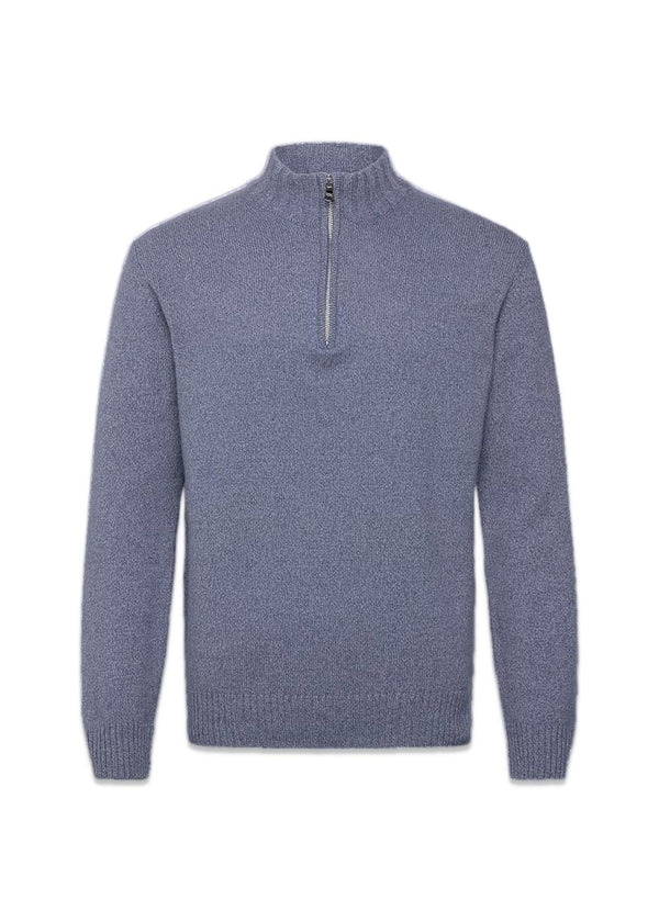 Paul Half Zip - Atlantic Blue-Knitwear-Oscar Jacobson-Butler Loftet