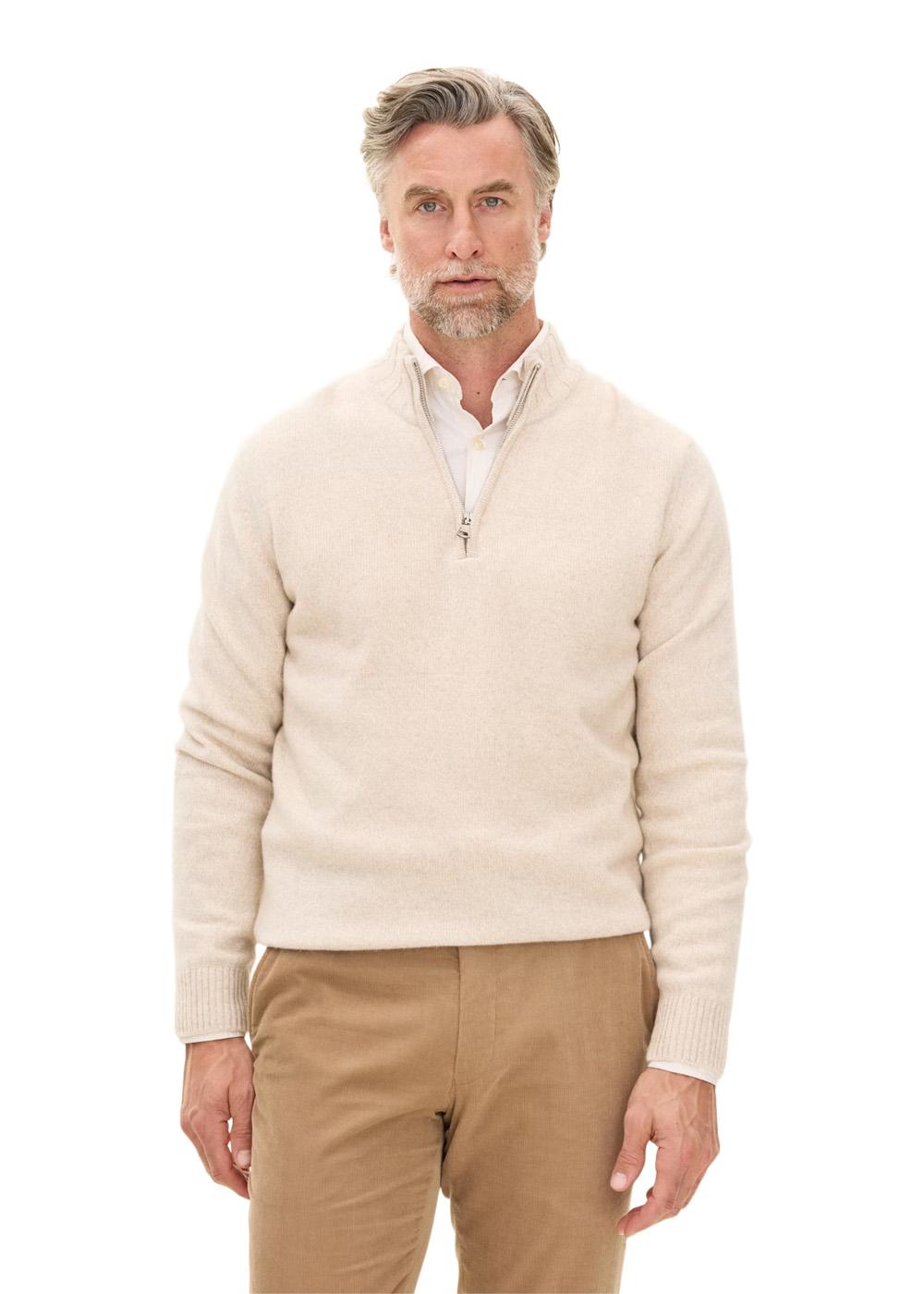 Paul Half Zip - Beach Beige-Knitwear-Oscar Jacobson-Butler Loftet