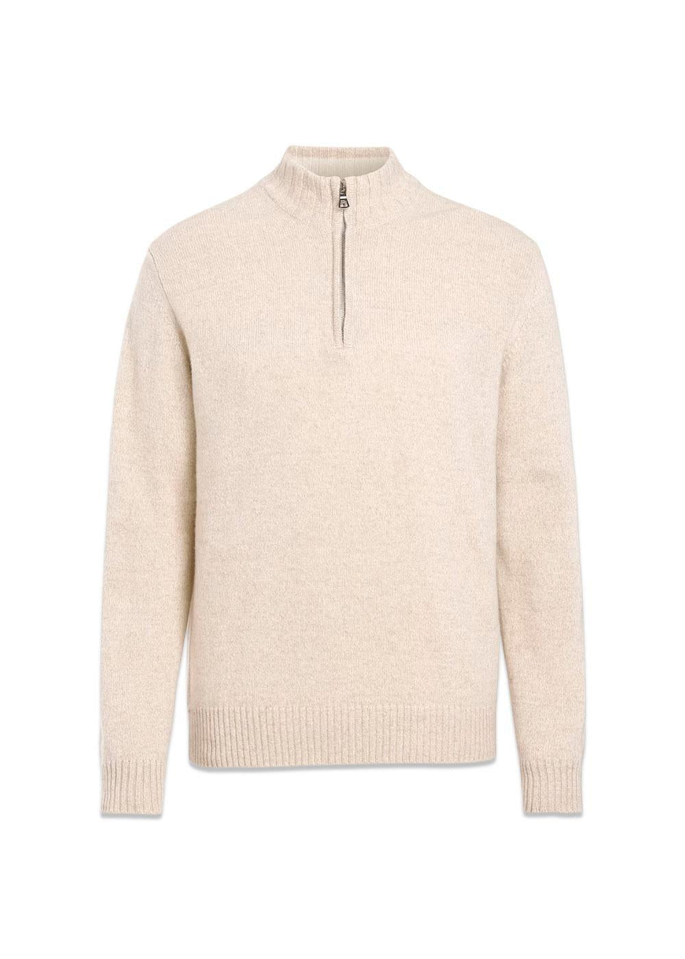 Paul Half Zip - Beach Beige-Knitwear-Oscar Jacobson-Butler Loftet