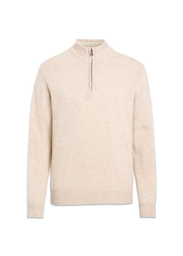 Paul Half Zip - Beach Beige-Knitwear-Oscar Jacobson-Butler Loftet