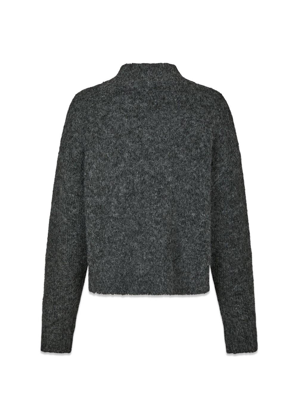 Paulina Fluffy Knit Blouse - Antracit-Knitwear-Neo Noir-Butler Loftet
