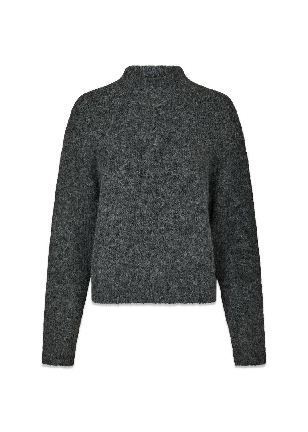 Paulina Fluffy Knit Blouse - Antracit-Knitwear-Neo Noir-Butler Loftet