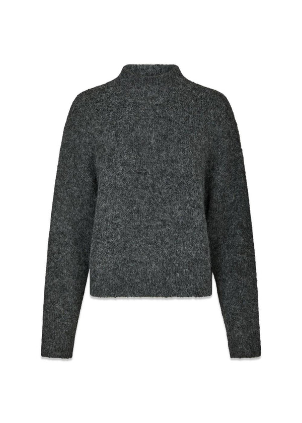 Paulina Fluffy Knit Blouse - Antracit-Knitwear-Neo Noir-Butler Loftet
