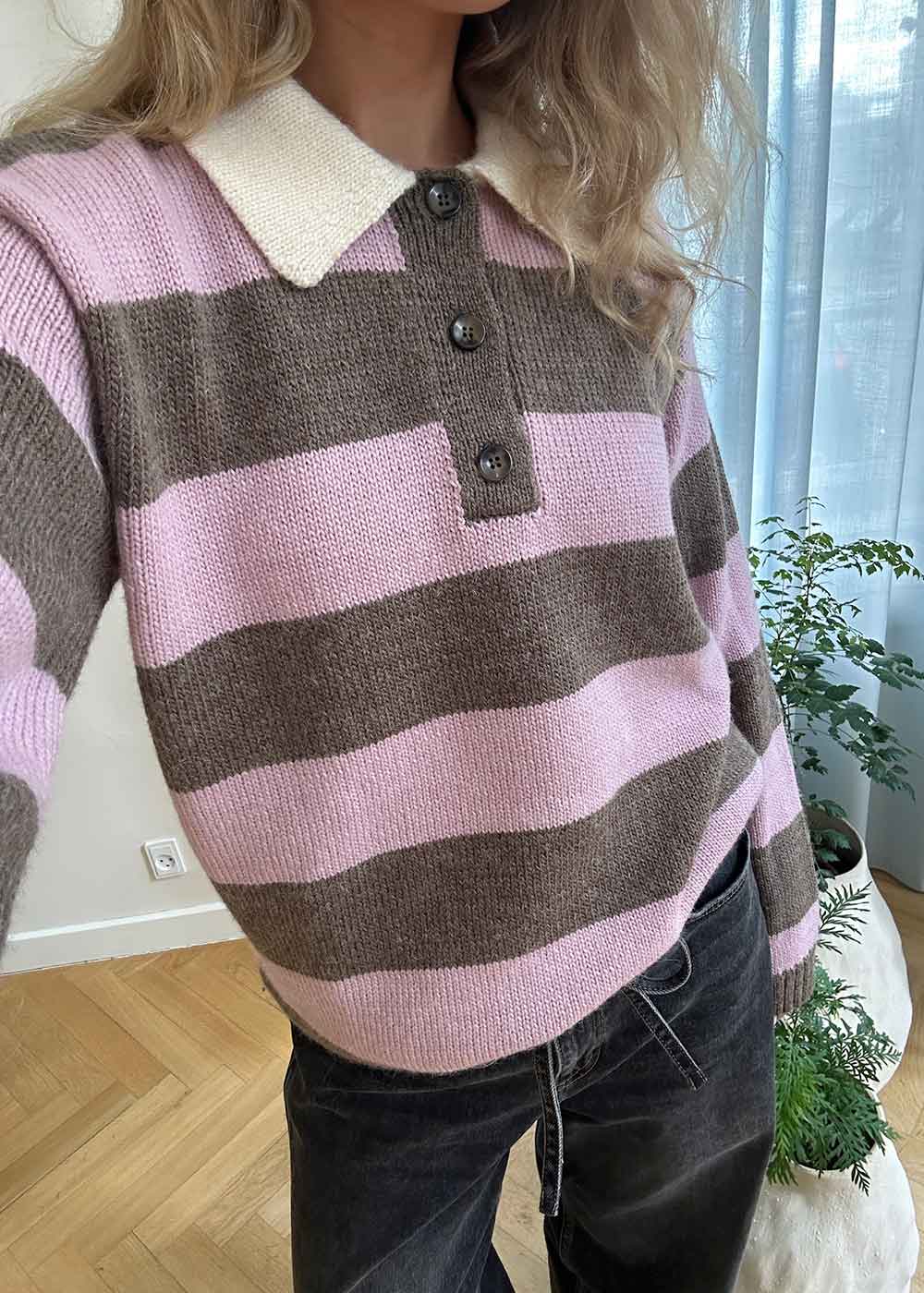 Pelhammd stripe polo - Lilac Chocolate Stripe-Knitwear-Modström-Butler Loftet