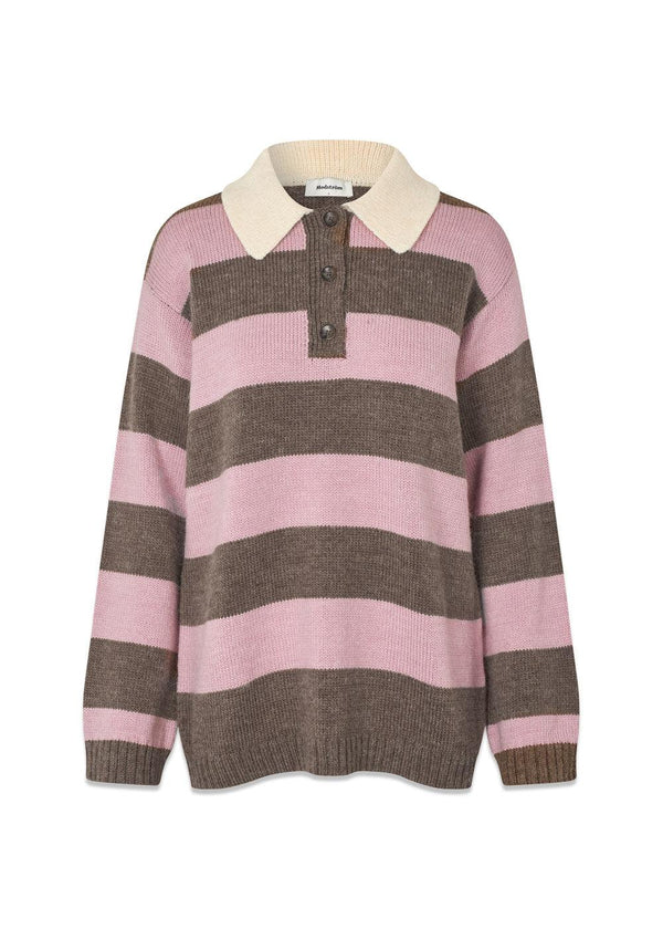 Pelhammd stripe polo - Lilac Chocolate Stripe-Knitwear-Modström-Butler Loftet