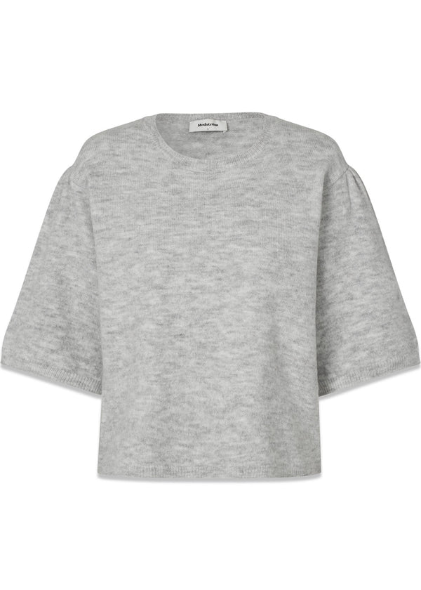 Petronellamd SS o-neck - Grey Melange-Knitwear-Modström-Butler Loftet