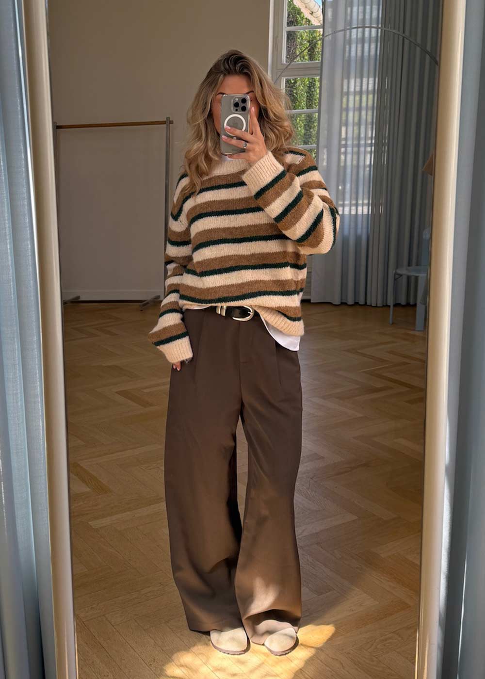 Philipmd stripe o-neck - Camel Stripe-Knitwear-Modström-Butler Loftet