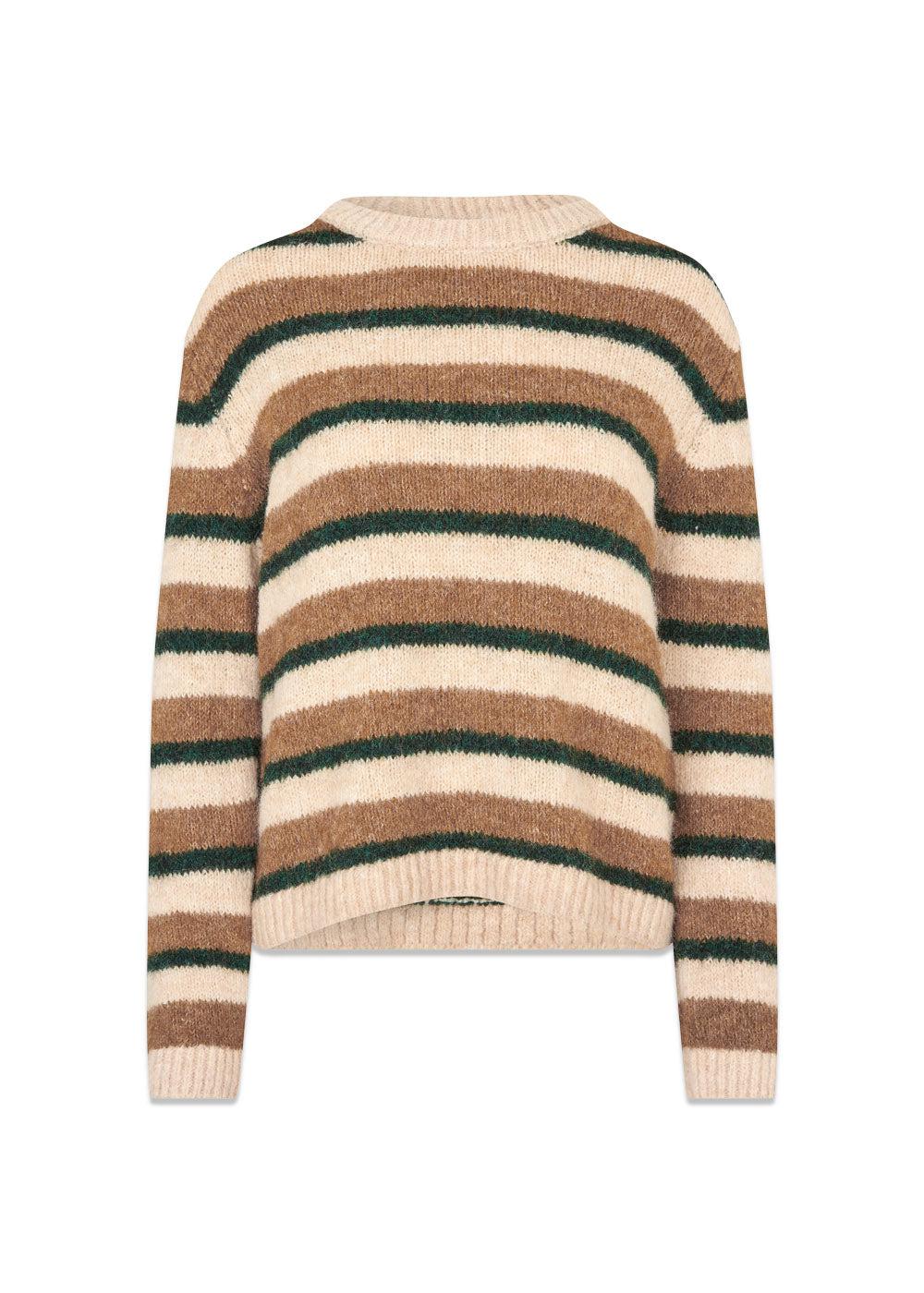 Philipmd stripe o-neck - Camel Stripe-Knitwear-Modström-Butler Loftet