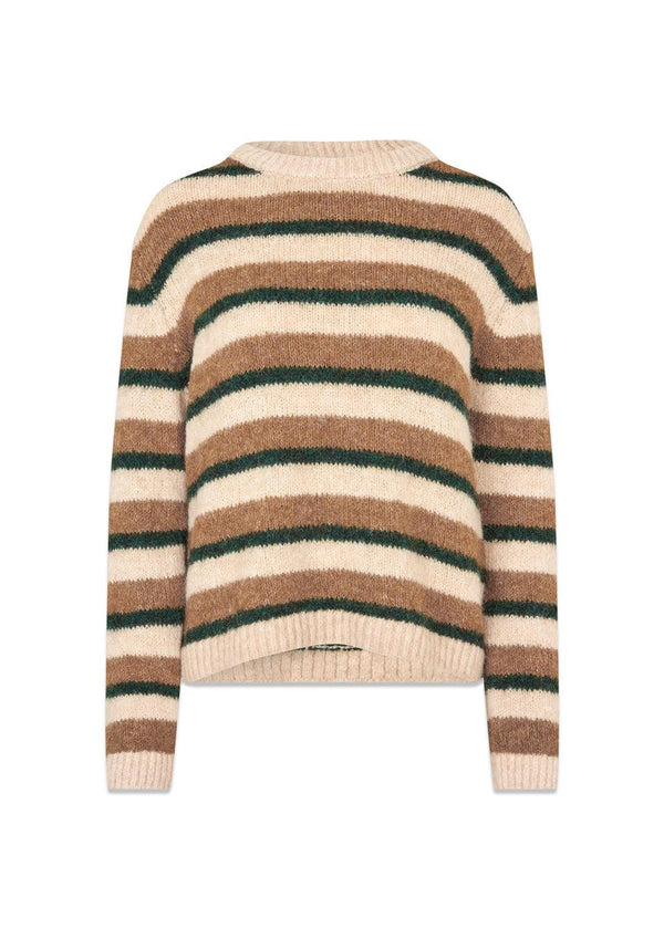 Philipmd stripe o-neck - Camel Stripe-Knitwear-Modström-Butler Loftet