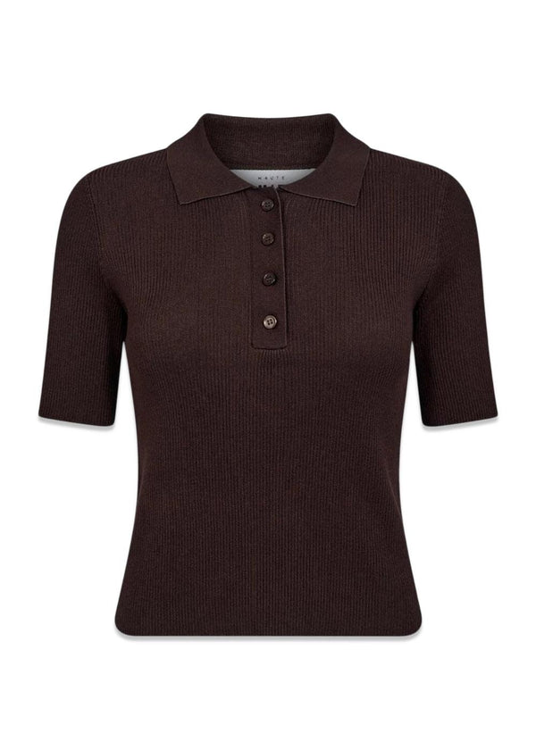 Piccolo SS Polo Rib Knit - Mocca-Knitwear-HAUTE L’AMITIÉ-Butler Loftet