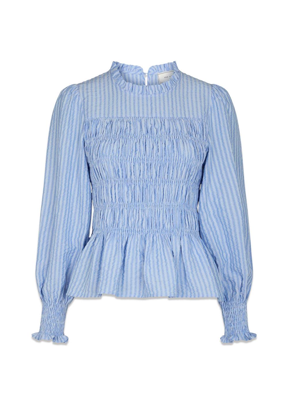 Possa Twist Stripe Blouse - Light Blue-Blouses-Neo Noir-Butler Loftet