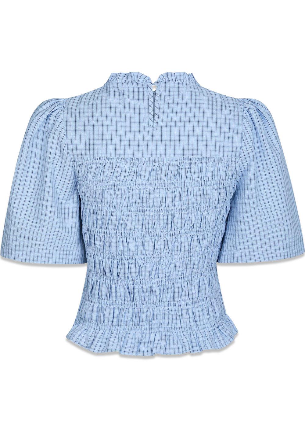 Possini Check Smock Blouse - Light Blue-Blouses-Neo Noir-Butler Loftet