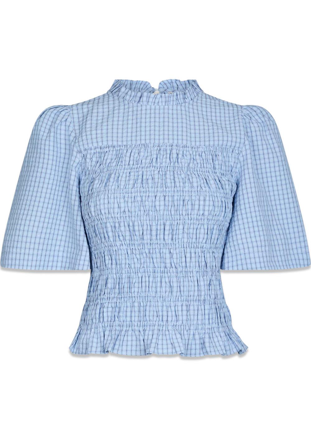 Possini Check Smock Blouse - Light Blue-Blouses-Neo Noir-Butler Loftet