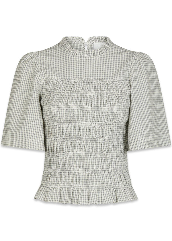 Possini Small Check Blouse - Creme-Blouses-Neo Noir-Butler Loftet