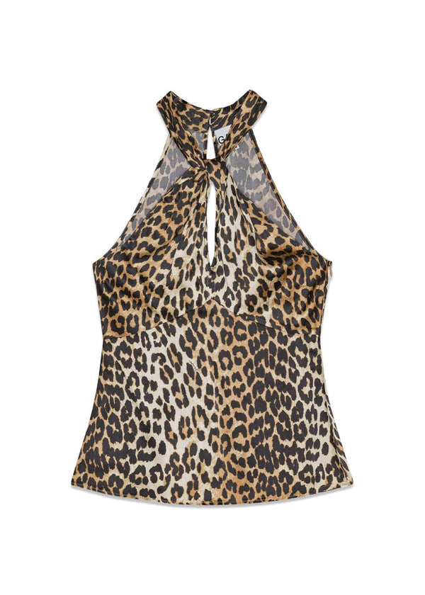 Printed Satin Top - Leopard