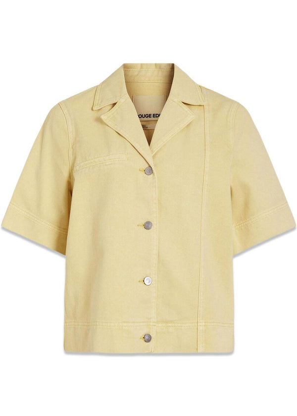 ROUJOLIE 2/4 RESORT COLLAR DENIM - Pineapple Slice-Blouses-ROUGE EDIT-Butler Loftet