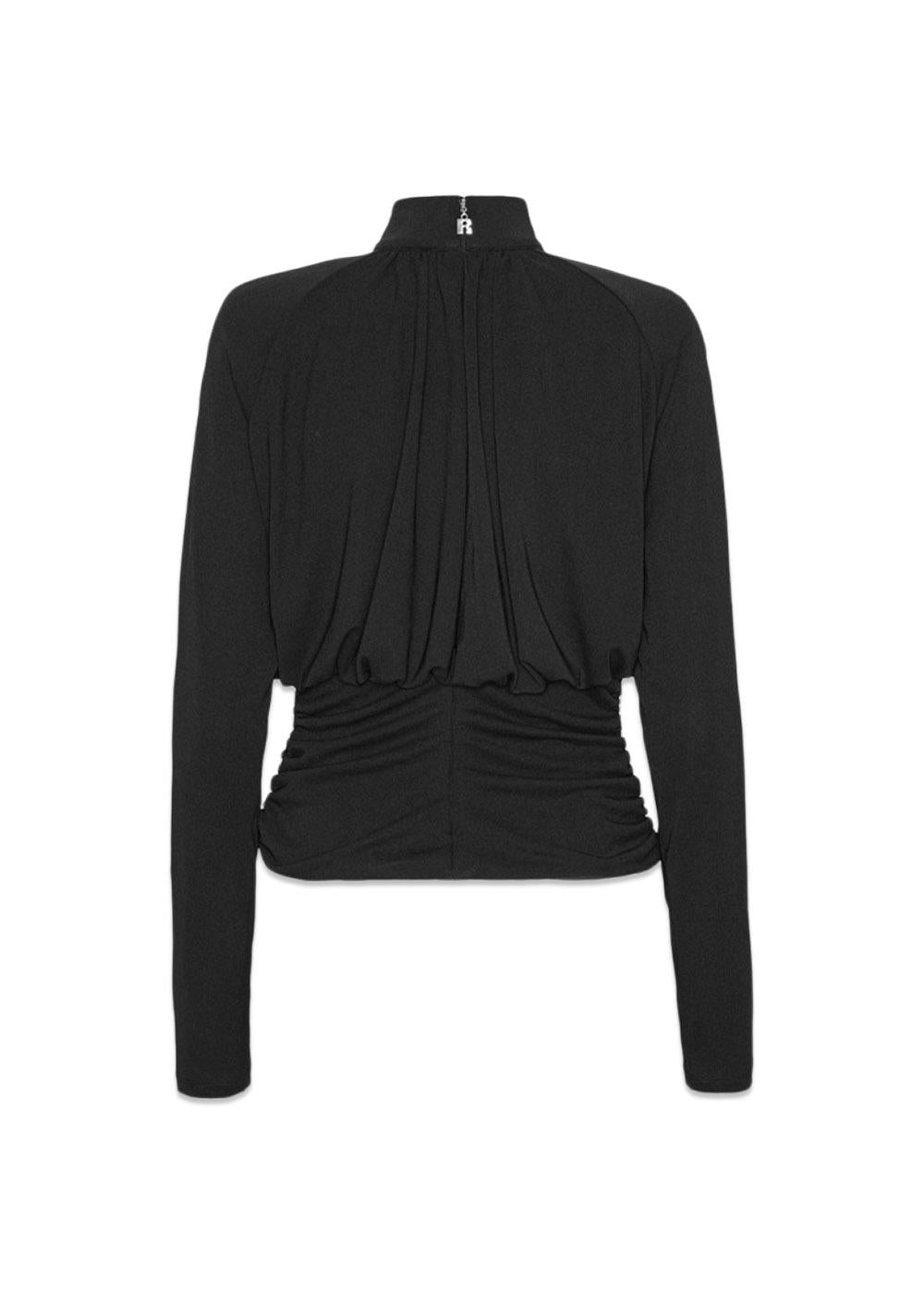 RUCHED LS TOP - Black-Blouses-Rotate-Butler Loftet