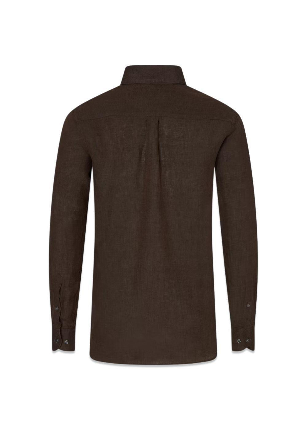 Reg Fit BD Signature Linen - Brown-Shirts-Oscar Jacobson-Butler Loftet