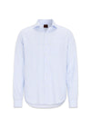 Reg Fit Wide Spread Linen Venetian Stripe Shirt - Smog Blue-Shirts-Oscar Jacobson-Butler Loftet