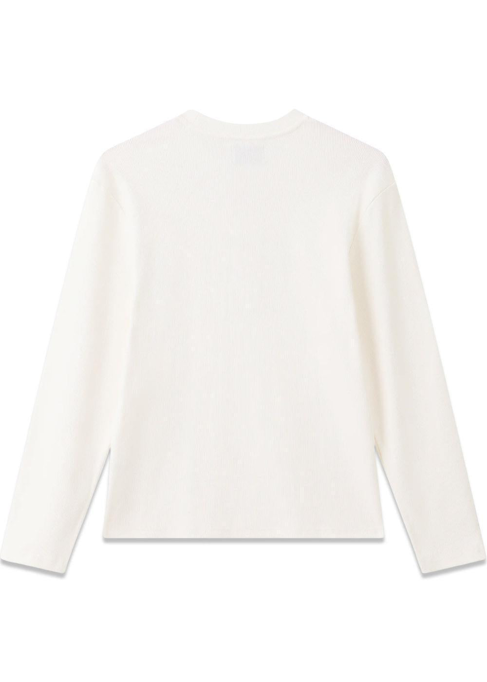 Rib Long Sleeve White - White-Blouses-Globe Studios-Butler Loftet