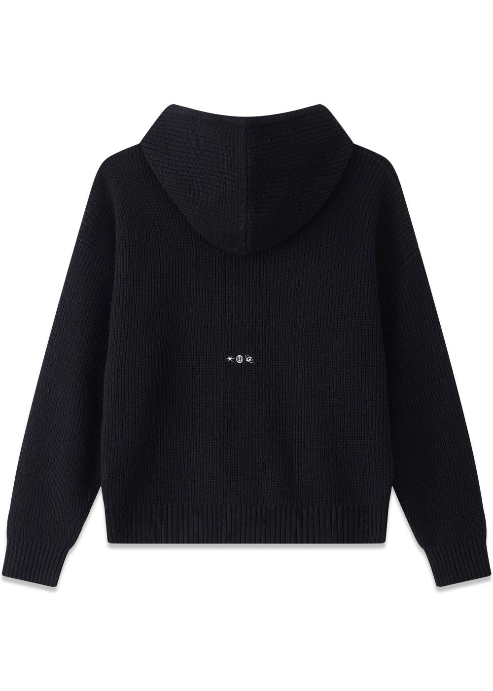 Rib Wool Knit Hoodie - Black-Knitwear-Globe Studios-Butler Loftet