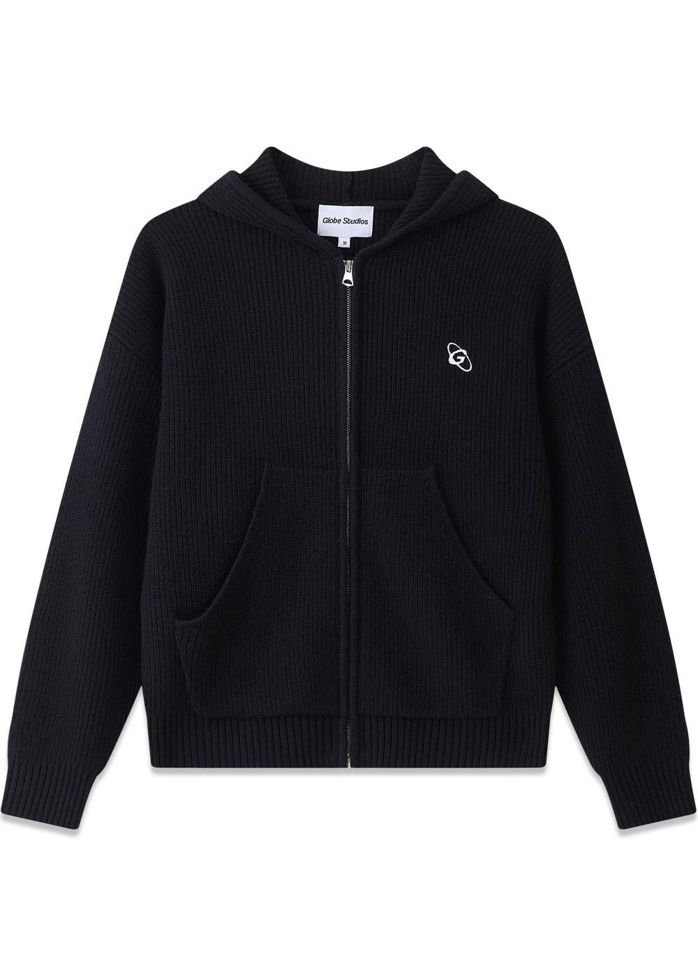 Rib Wool Knit Hoodie - Black-Knitwear-Globe Studios-Butler Loftet