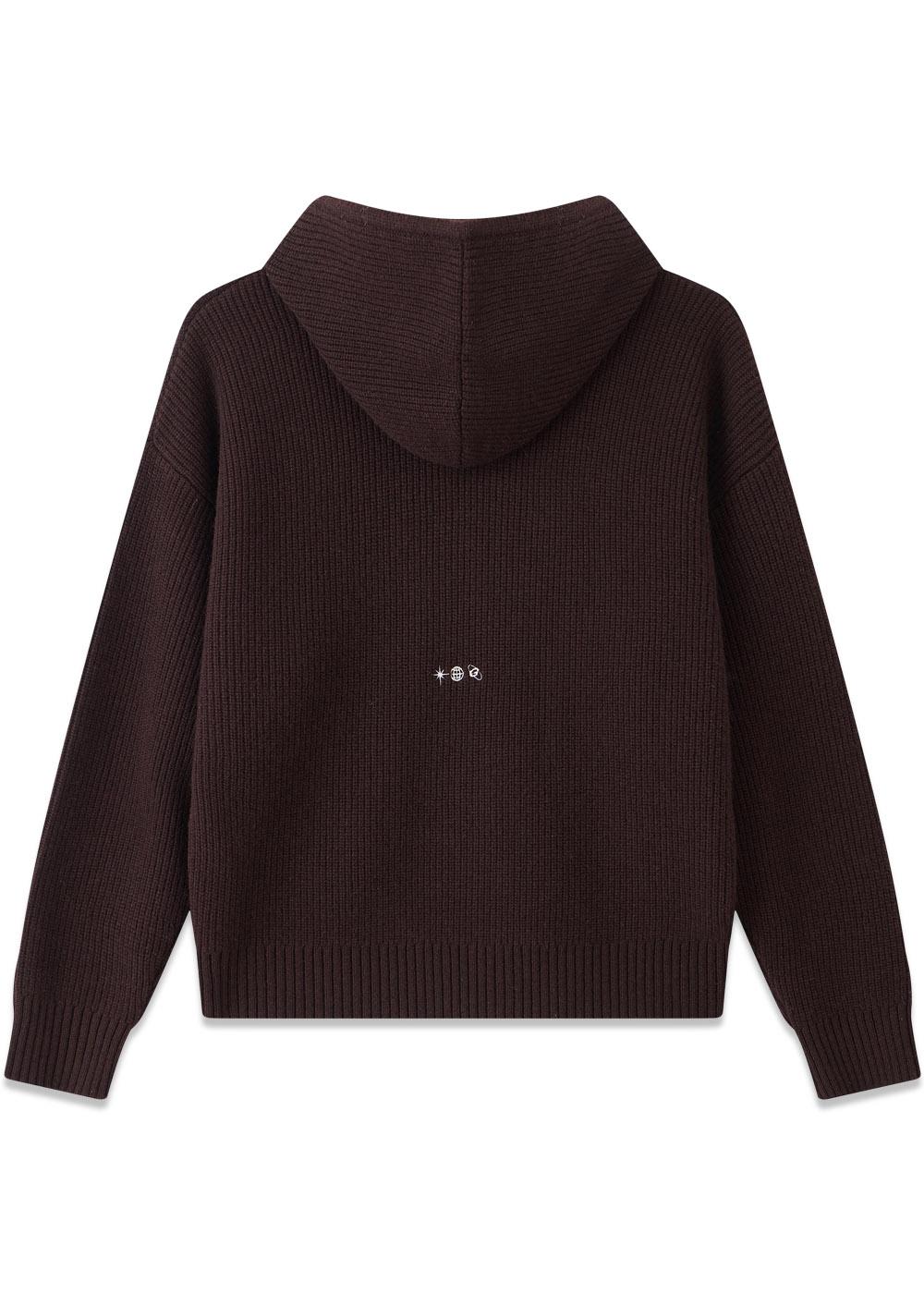 Rib Wool Knit Hoodie - Dark Brown-Knitwear-Globe Studios-Butler Loftet