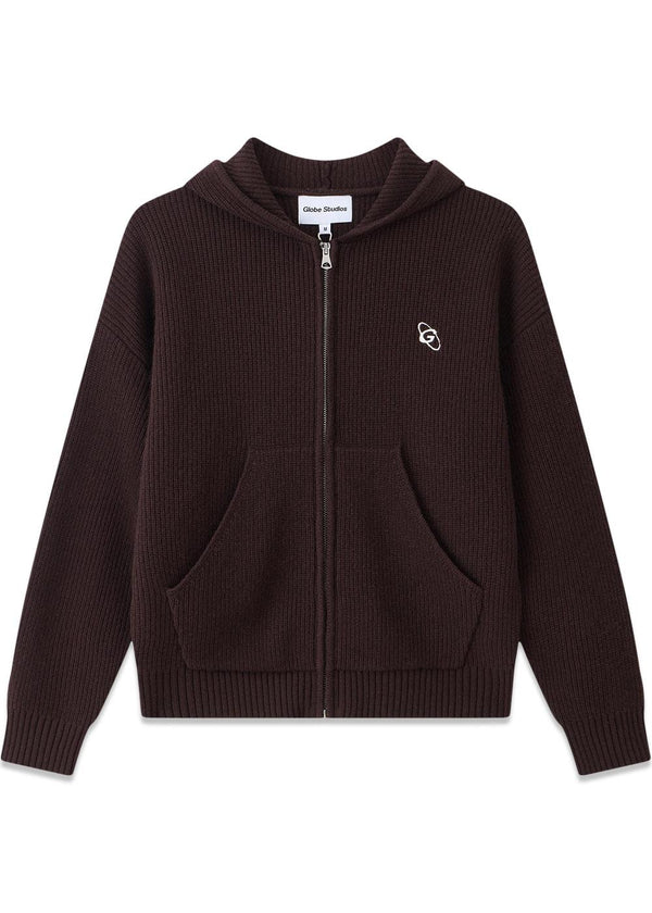 Rib Wool Knit Hoodie - Dark Brown-Knitwear-Globe Studios-Butler Loftet